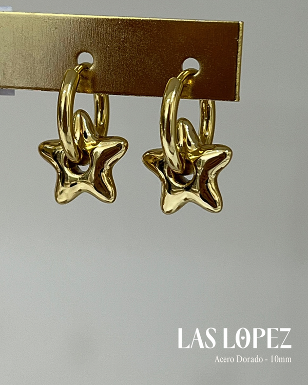 Producto - Aros Estrellas 2 en 1 dorados