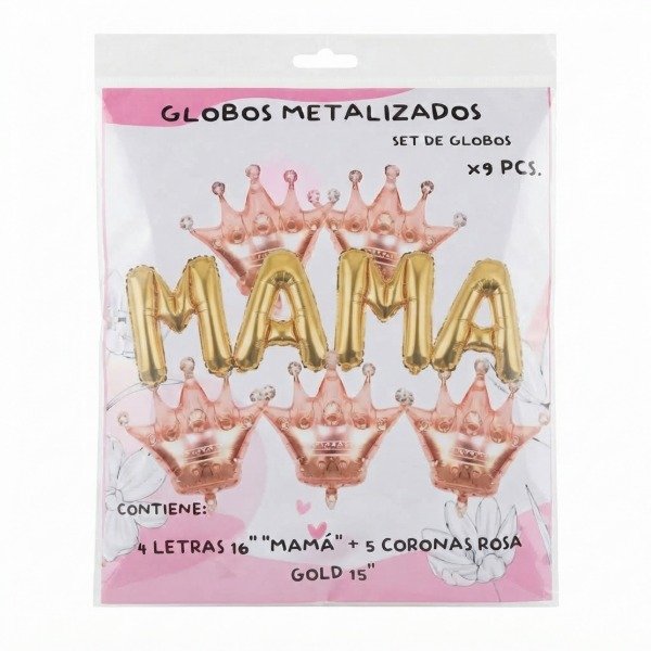 Producto - Set de globos mamá + coronas 40 cm - 1