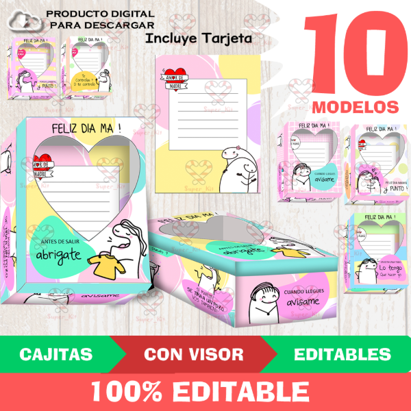 Producto - Kit Imprimible Caja Visor Dia De La Madre Flork Frases