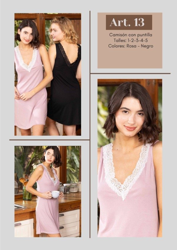 Producto - Art. 13- FRASHE- Camison con Puntilla ROSA