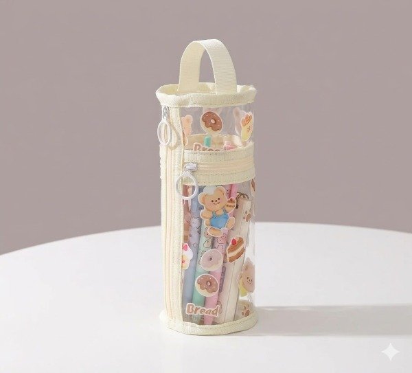 Producto - Cartuchera doble cierre Transparente ositos 22x10cm