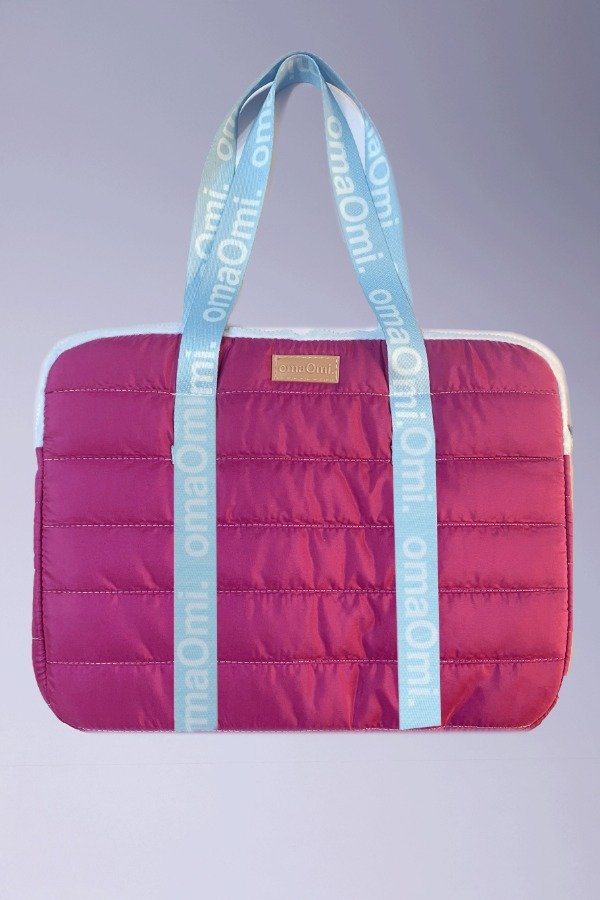 Producto - Porta notebook puffer DORIS POP púrpura y celeste
