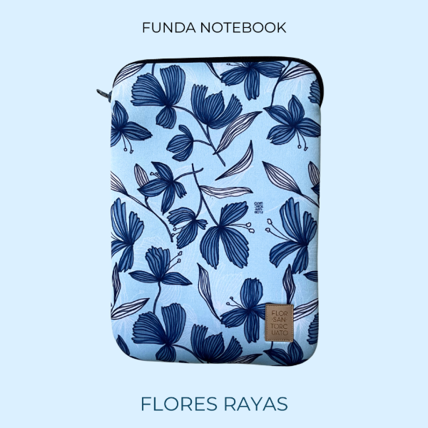 Producto - Funda Notebook Flores Rayas