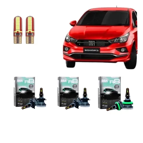 Producto - Kit Cree Led R8 Luz Baja Alta Y Antiniebla Fiat Cronos Hasta 2023