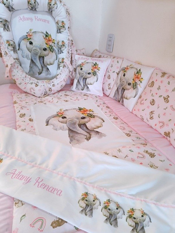 Producto - Set de cuna Elefanta aquarella