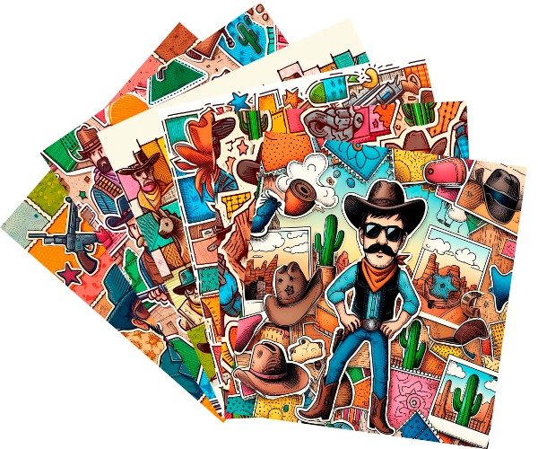 Producto - Pack VAQUEROS/ LEJANO OESTE/ TEXAS/ 6 Cortes 20x20 tela Patchwork + entretela