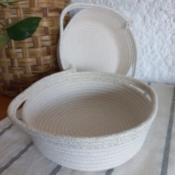 Producto - CESTO SOGA REDONDO CON ASA Y LUREX