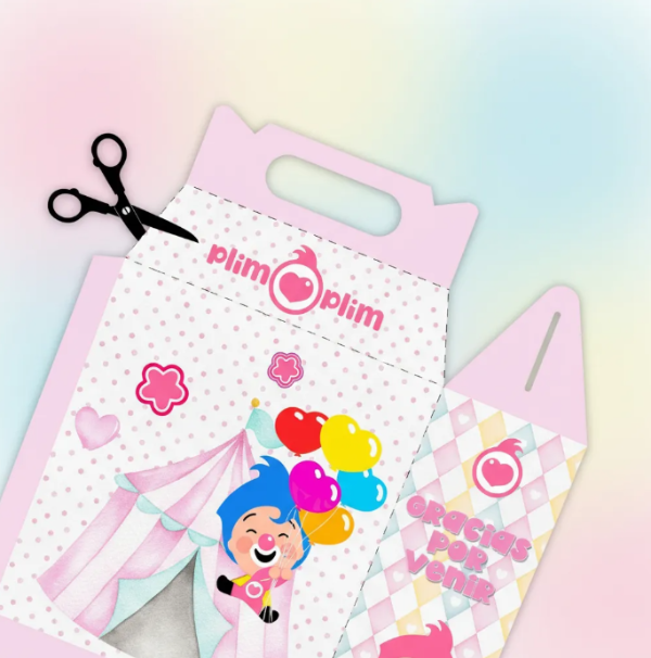 Producto - Caja Imprimible Cumple Cajita Feliz Plim Plim Rosa (mod.2) - 4