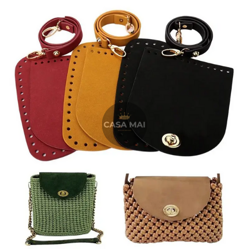 Producto - Set 3 Piezas Bolsa Tejida en Cuero PU Correa/Ganchillo para DIY