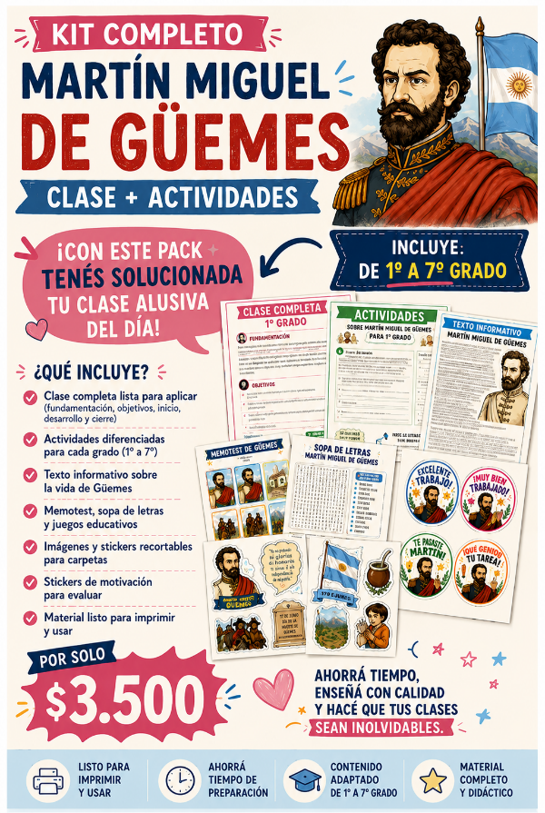 Producto - "Kit Completo Martín Miguel de Güemes - Clase + Actividades