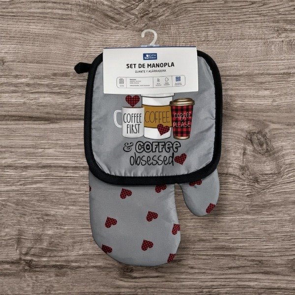 Producto - SET DE MANOPLA Y POSAFUENTE ESTAMPADO CITY BLANCO - 1