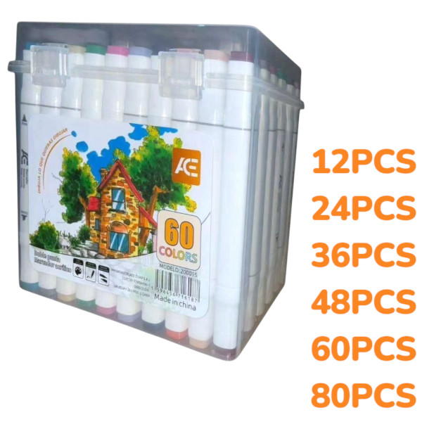 Producto - Set De Marcadores Doble Punta Color Surtido Con Cajita Transparente 20001
