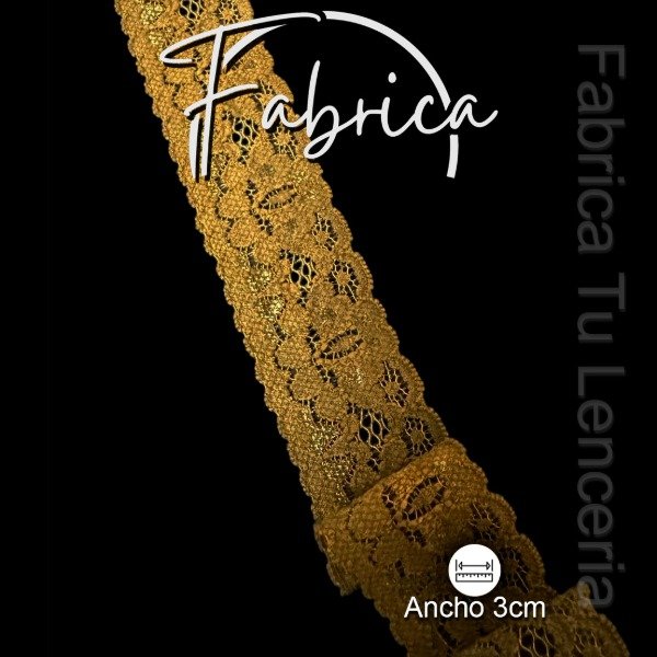 Producto - PFV38 Puntilla fina Ocre 3cm (por metro)