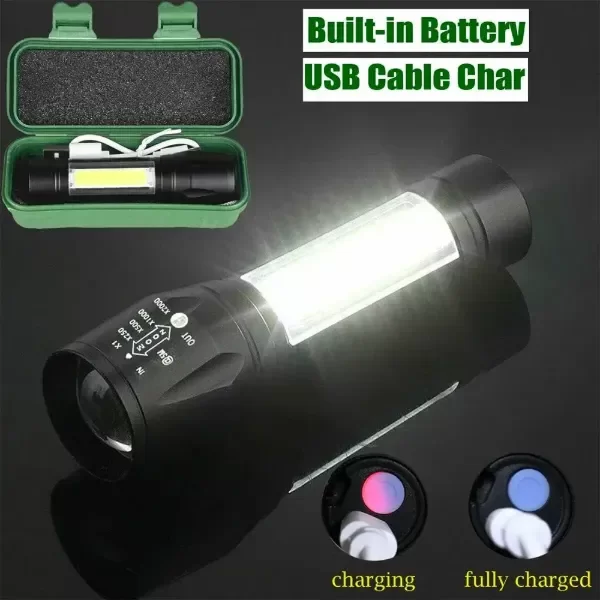 Producto - Mini Linterna Portátil Táctica Led Recargable Usb Zoom - 5