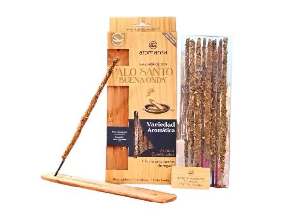 Producto - Pack sahumerios palo santo buena onda y porta sahumerio