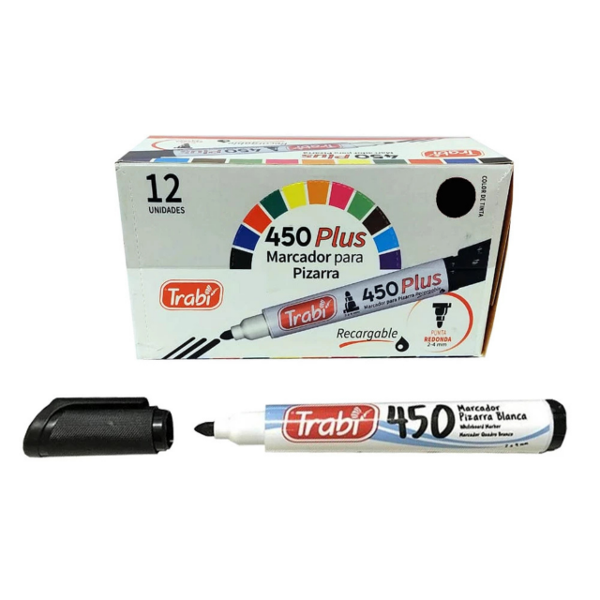 Producto - MARCADORES TRABI 450 P/PIZARRA PUNTA REDONDA RECARGABLE