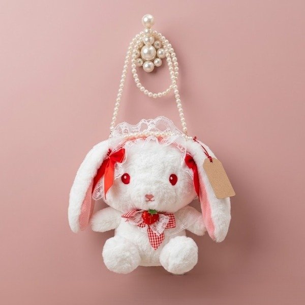 Producto - Bolsito peluche kawaii conejita moño frutilla