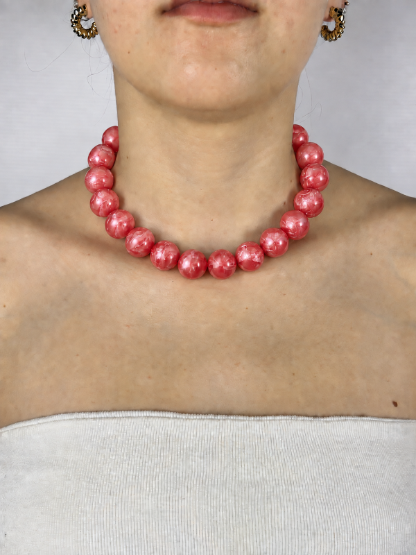 Producto - COLLAR CHICLE ROJO PERLADO REGULABLE 2247