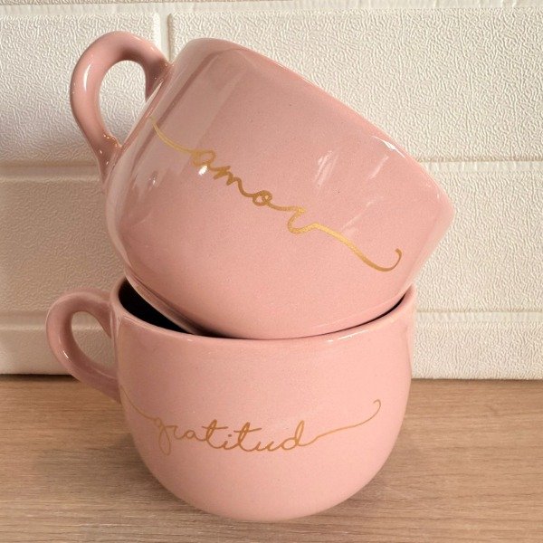 Producto - Tazon de campo color rosa PALABRA DORADA por unidad