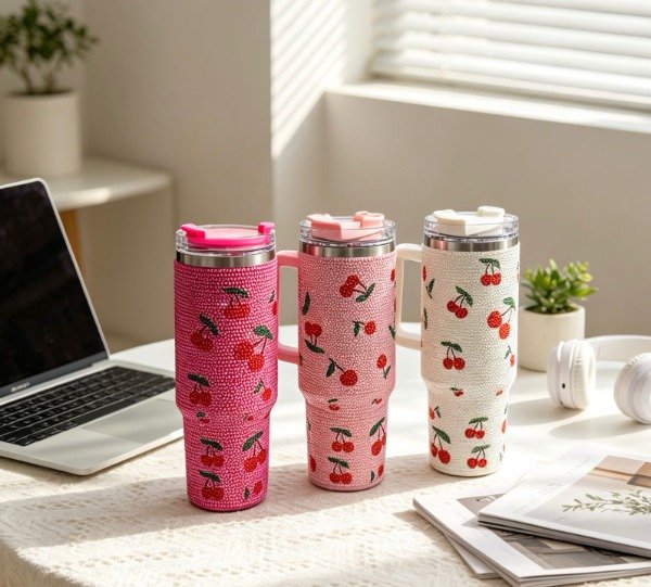 Producto - (WA-2026-7)Vasos Quencher brillo de cereza - 1200ML