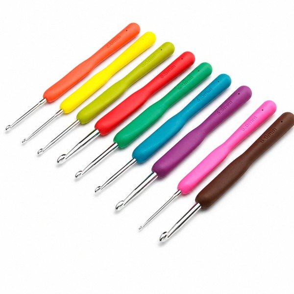Producto - SET DE AGUJAS CROCHET MANGO SILICONA X 9 UNIDADES