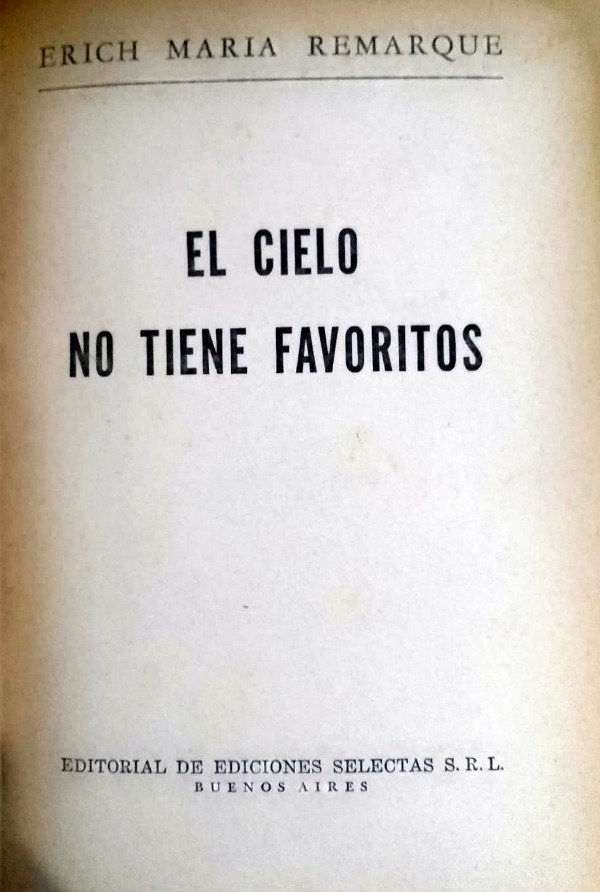 Producto - El cielo no tiene favoritos - Erich Maria Manrique