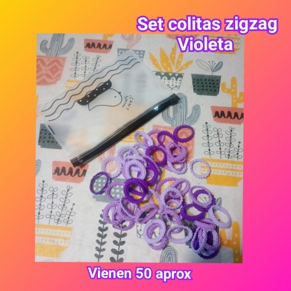 Producto - Set colitas zigzag violeta