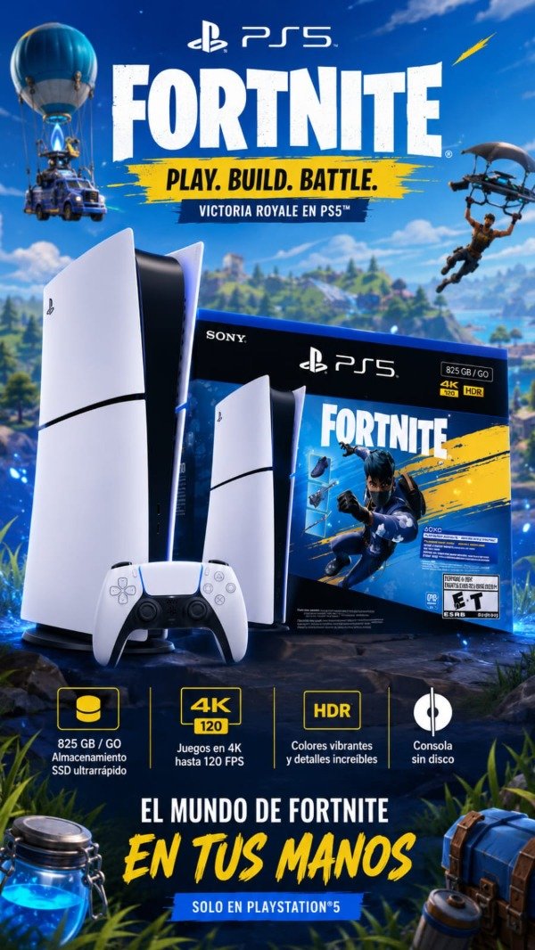 Producto - CONSOLA PLAYSTATION 5 DIGITAL CON JUEGO FORTNITE 825 GB