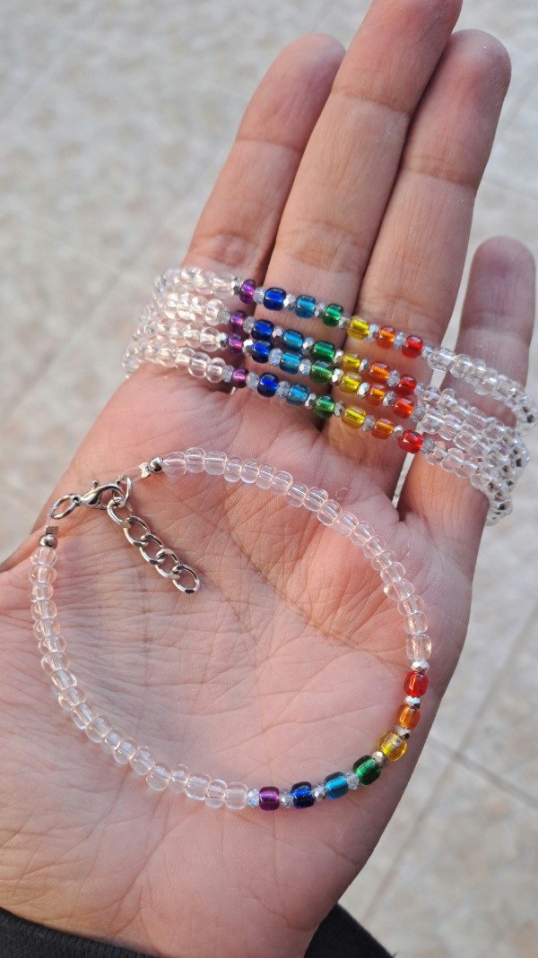 Producto - Pulsera 7 chacras mostacillones transparentes