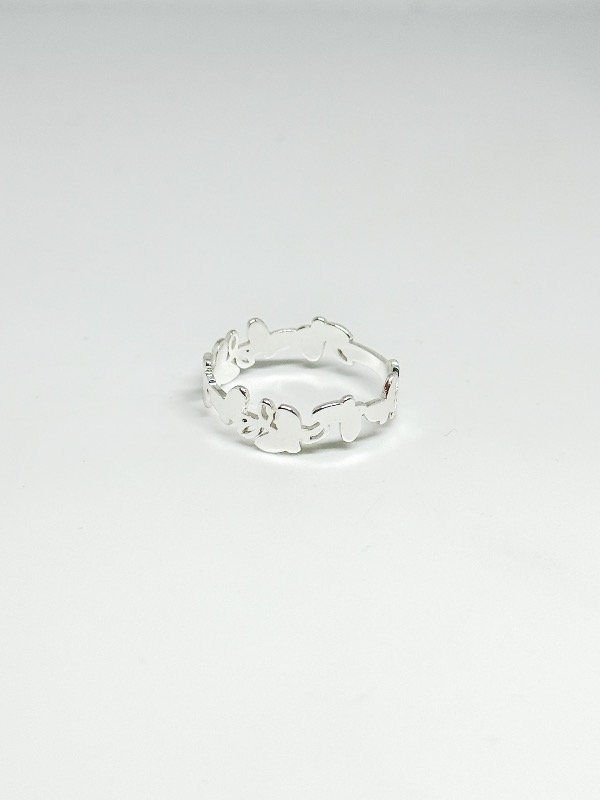 Producto - Anillo acero blanco mariposas medio sin fin