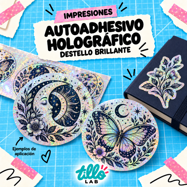Producto - Impresiones en autoadhesivo holográfico destello brillante
