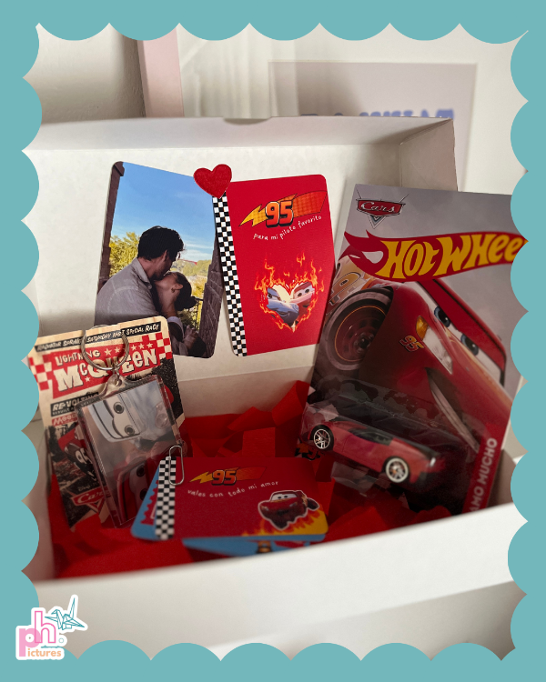 Producto - box rayo mcqueen - autito hot wheels - día del novio - 0