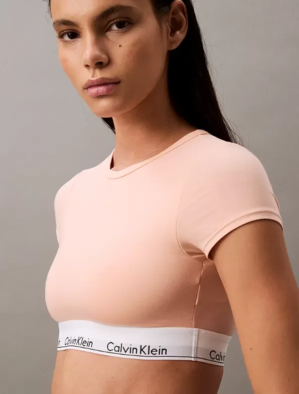 Producto - Tshirt Bralette Icon Cotton Modal top Calvin Klein talle M color melon