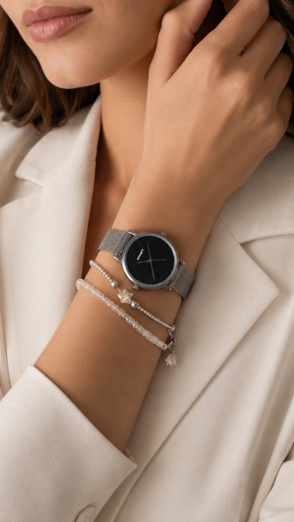 Producto - Reloj SWEET plateado, fondo negro