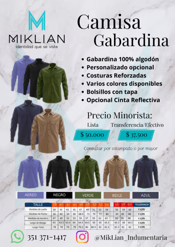 Producto - Camisa Gabardina