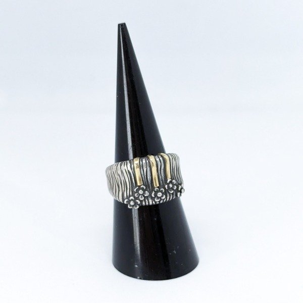 Producto - Anillo 5 flores, efecto envejecido, talle 17