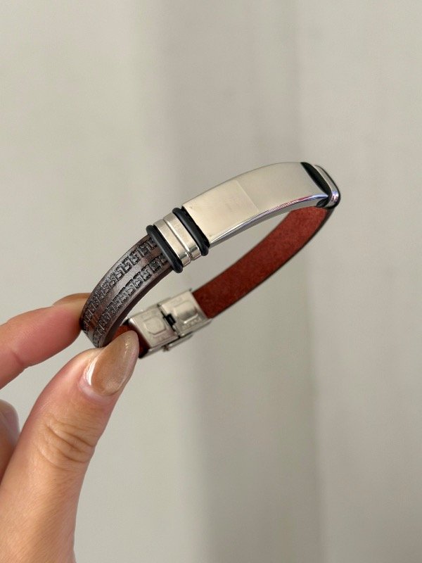 Producto - Pulsera cuero greca marron