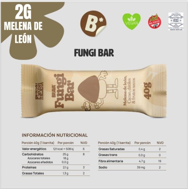 Producto - Barritas Fungi Bar Melena de León display x6U SIN TACC  BRAVA