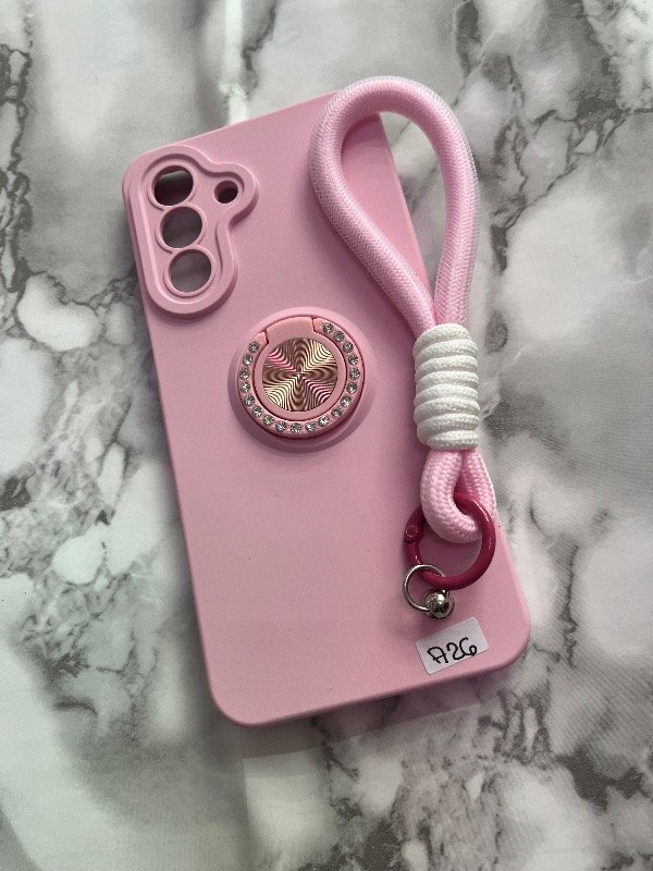 Producto - Funda rosa silicona con ringo y correa