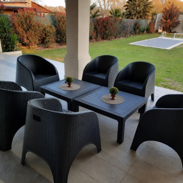 Producto - JUEGO ALEJO 6 SILLONES + 2 MESAS RATONAS 80X80