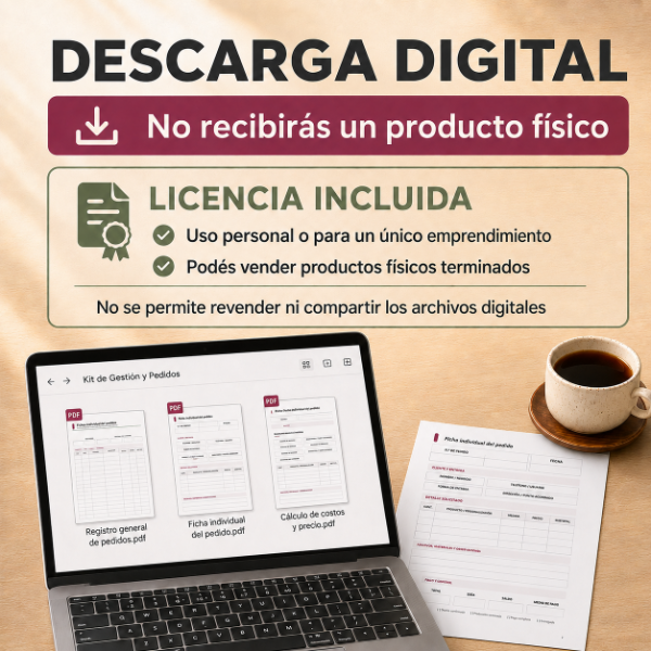 Producto - Kit de gestión de pedidos y costos para emprendedores - A4 y A5 editable - 5