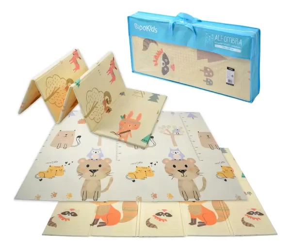 Producto - Alfombra Antigolpes Bebe Reversible Piso 150x180 1,2cm Xxl Animalitos Bosque