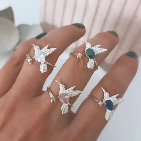 Producto - ANILLOS COLIBRI AJUSTABLE CON PIEDRAS cod 11.6