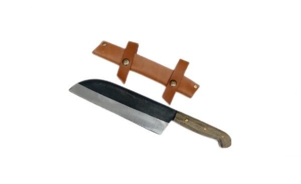 Producto - Cuchilla Rustic Temple cabo madera, hoja acero negro Articulo 1006