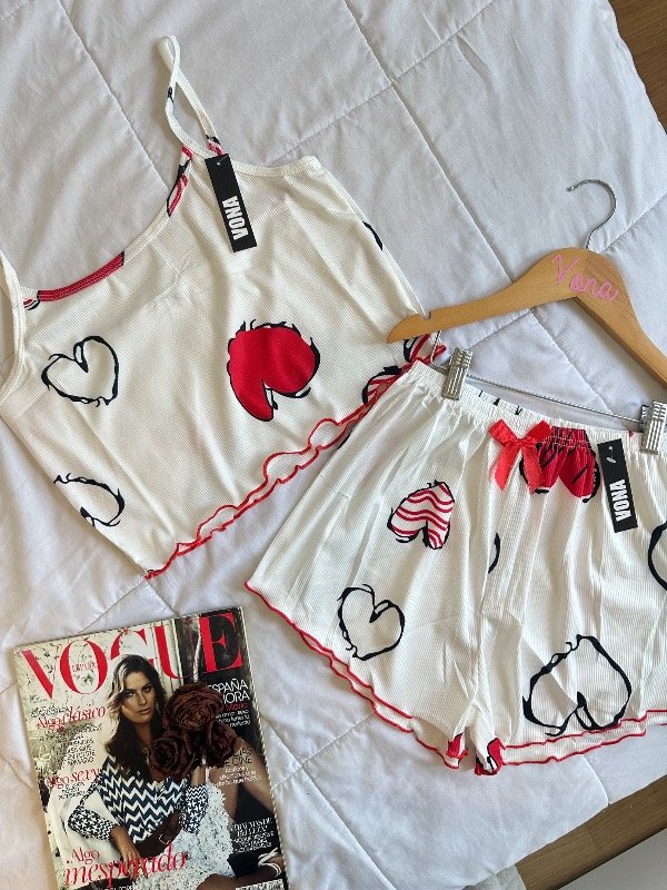 Producto - PIJAMA CORTO CORAZÓN ROJO