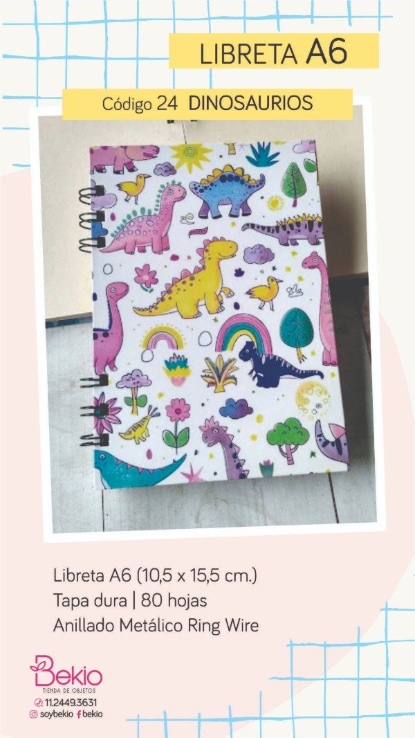 Producto - Libreta A6 - 24 Dinosaurios