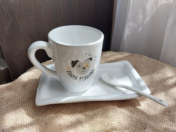 Producto - Taza Mamá perruna con bandejita y cuchara