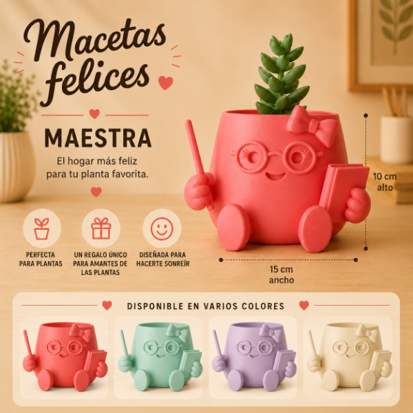 Producto - Macetas Felices 3D - Maestra