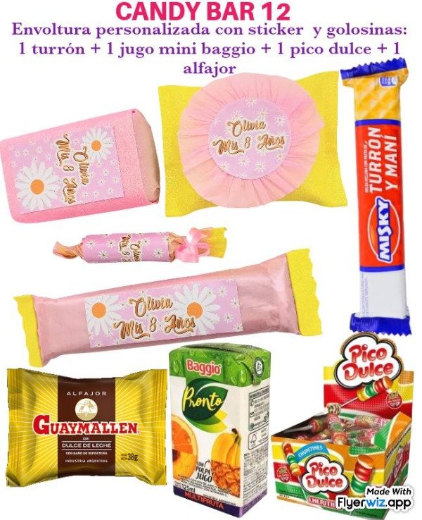 Producto - Candy bar 12 margaritas 40 golosinas envueltas