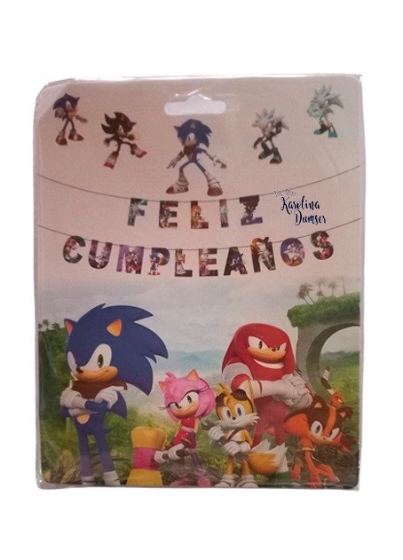 Producto - Banderín Feliz Cumpleaños Sonic y sus Amigos